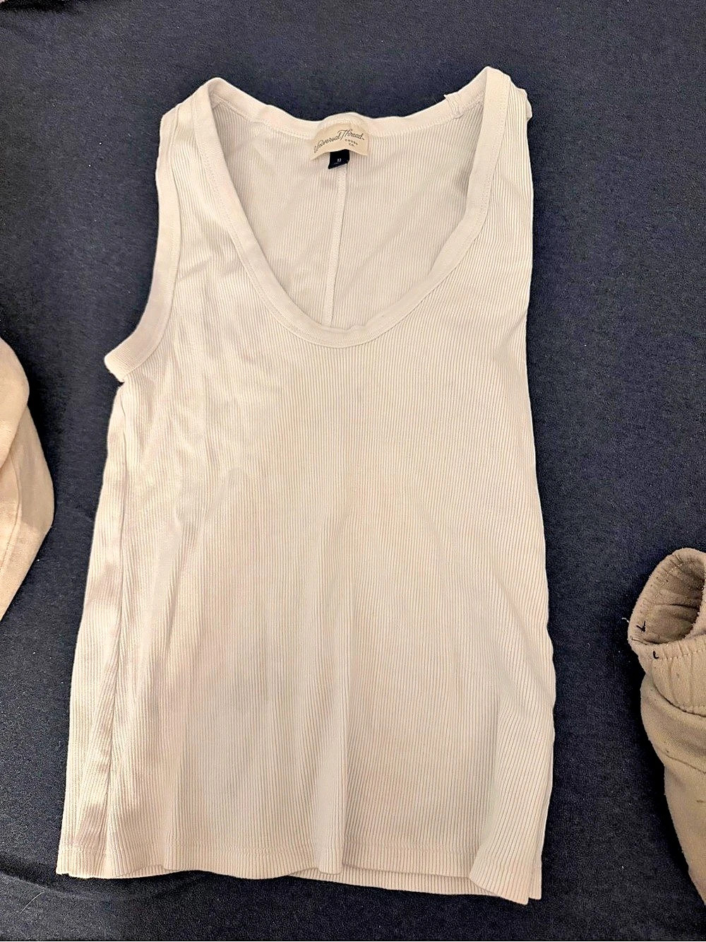 Universal Thread Ribbed Scoop Neck Tank Top Cream Medium
